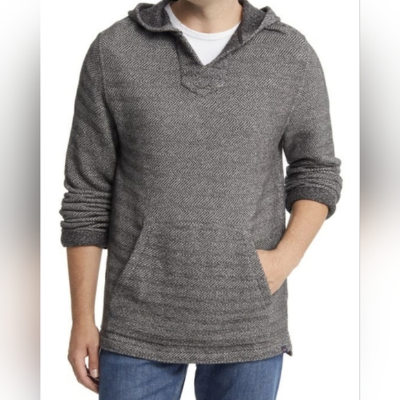 Faherty Mens Herringbone French Terry Beach Hoodie Size Medium NWT Granite - Picture 3 of 12
